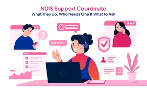 NDIS Support Coordinator explaining support coordination services to NDIS participants in 2026
